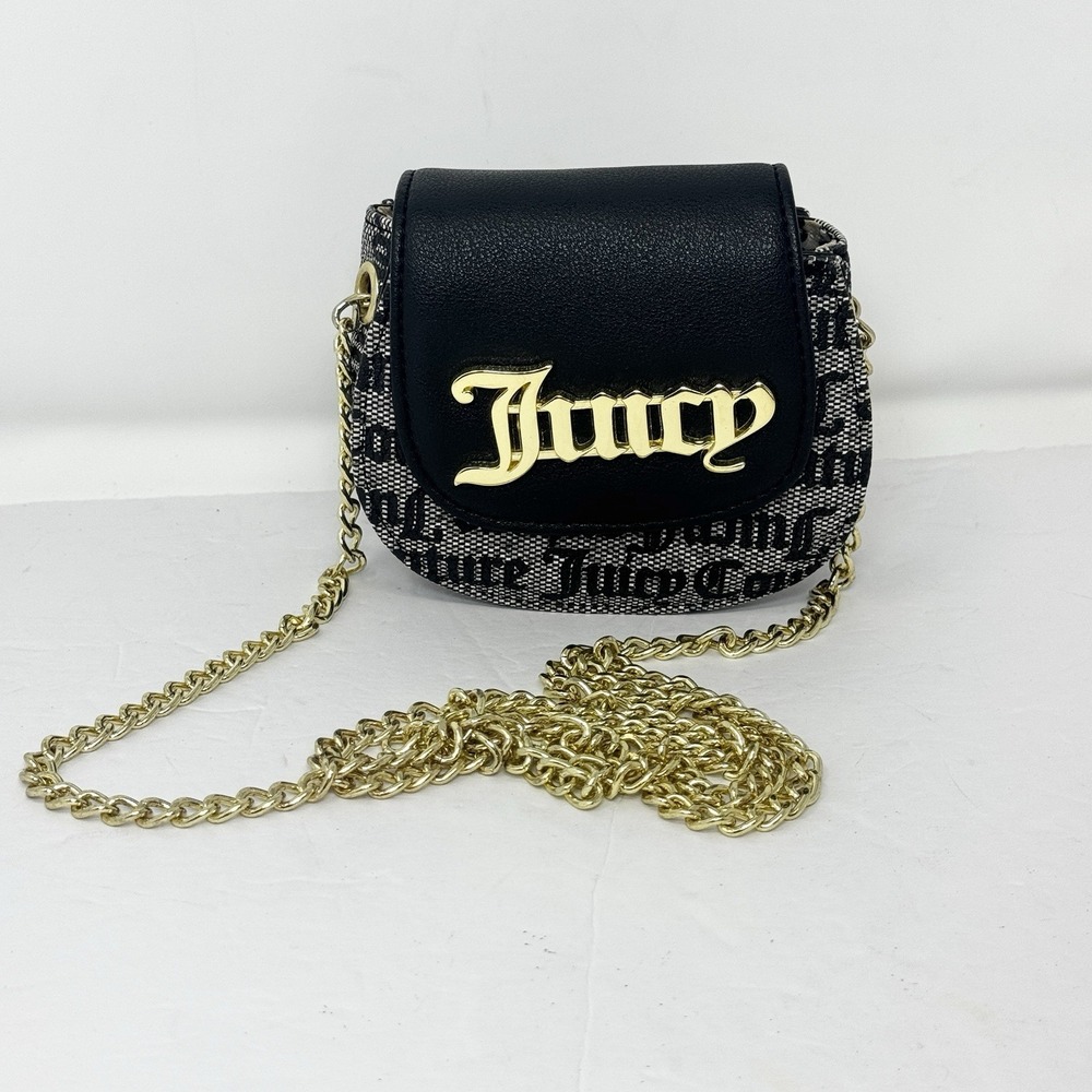 Juicy Couture Mini Micro Crossbody Bag‎ Purse With Gold Chain Y2k McBling Baddie